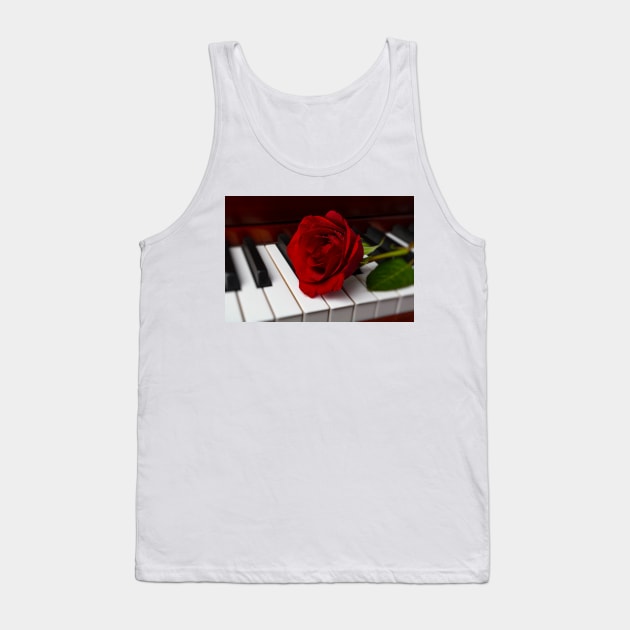 Romantic Red Rose With Dew Tank Top by photogarry